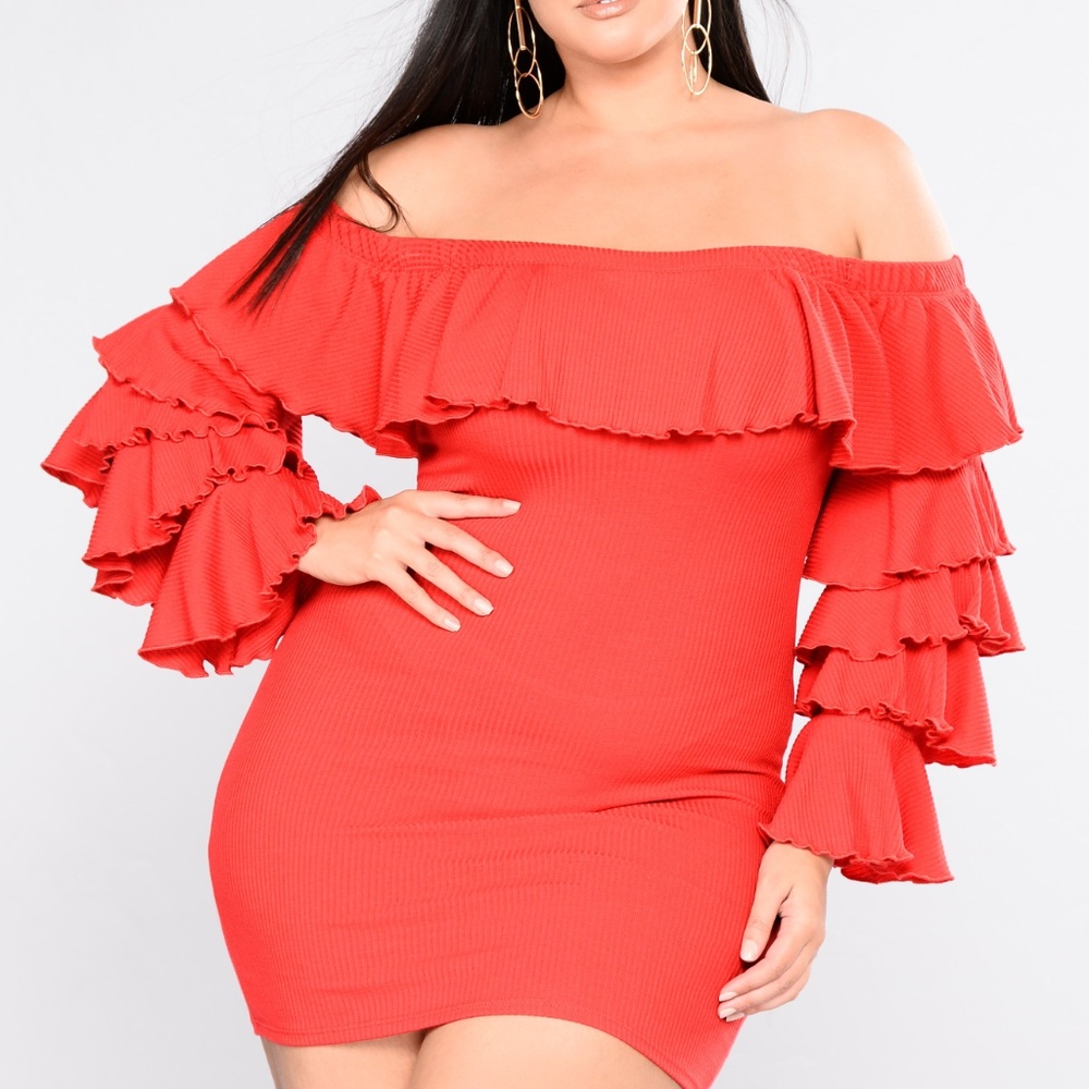 Fashion Nova Brigid Ruffle Off The Shoulder Dress